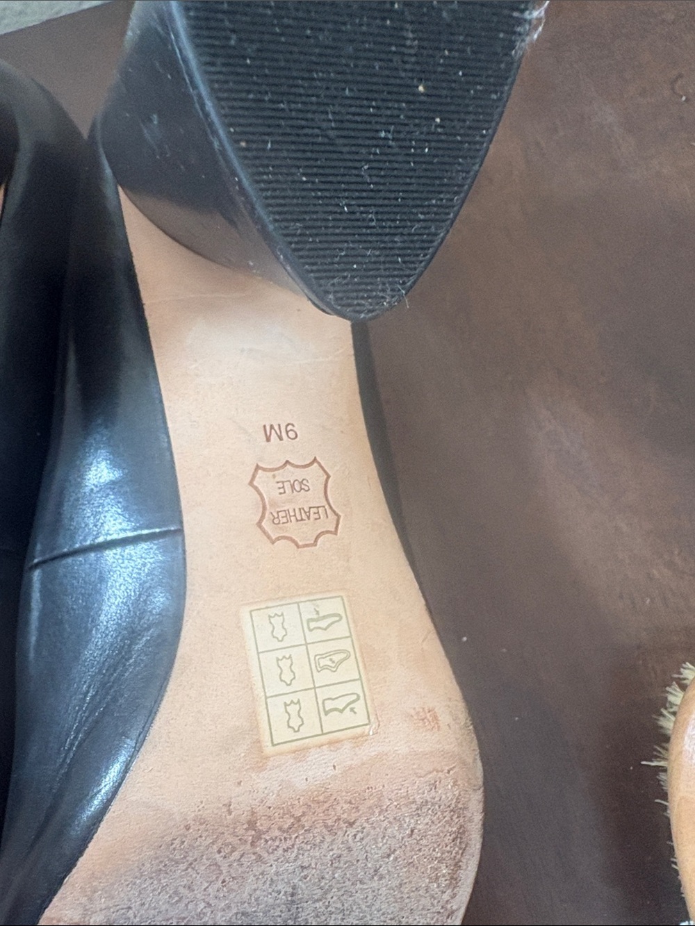 Tory Burch Black Leather Round-Toe Heels with Gold Accent - Picture 7 of 8